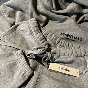 Essentials Fear of God Dark Oatmeal Hoodie and Sweatpants Set